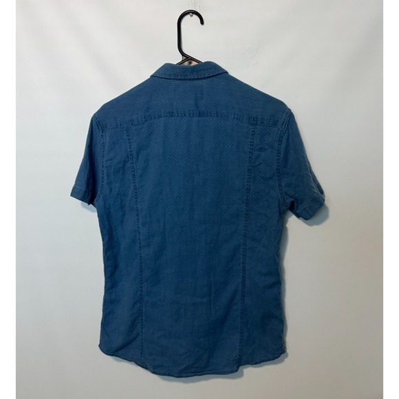 Corridor NYC Shirt Mens Small Blue Short Sleeve Geometric Woven Knit Huckberry - Picture 6 of 8